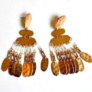 Kendra Scott Rose Gold and Crystal Oyster Chandelier Earrings